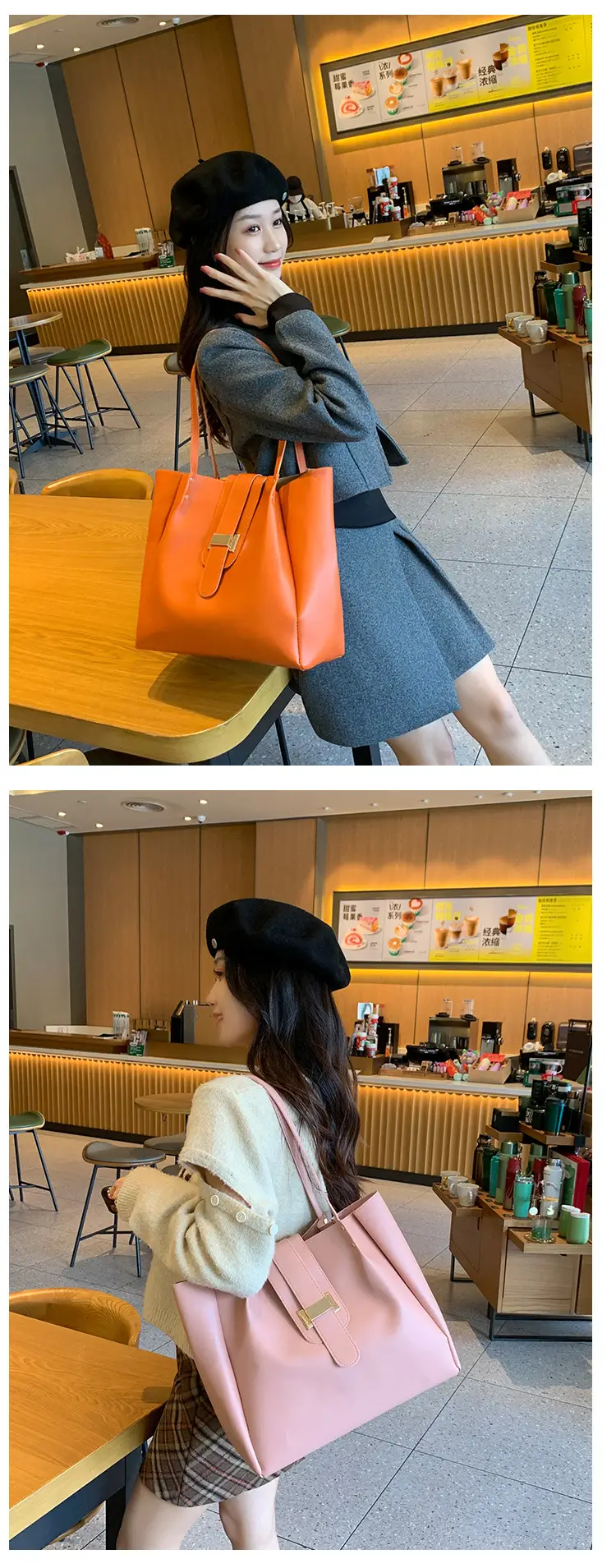 Women's Pink Large Capacity Shoulder Tote Bag — feature 12