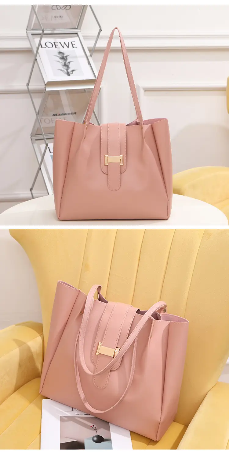 Women's Pink Large Capacity Shoulder Tote Bag — feature 14