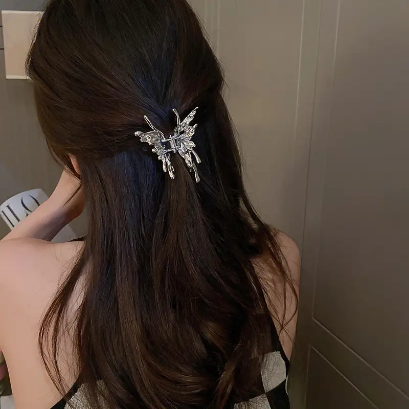 Diamond Encrusted Five Pointed Star Butterfly Hair Clip for Women - Image 3