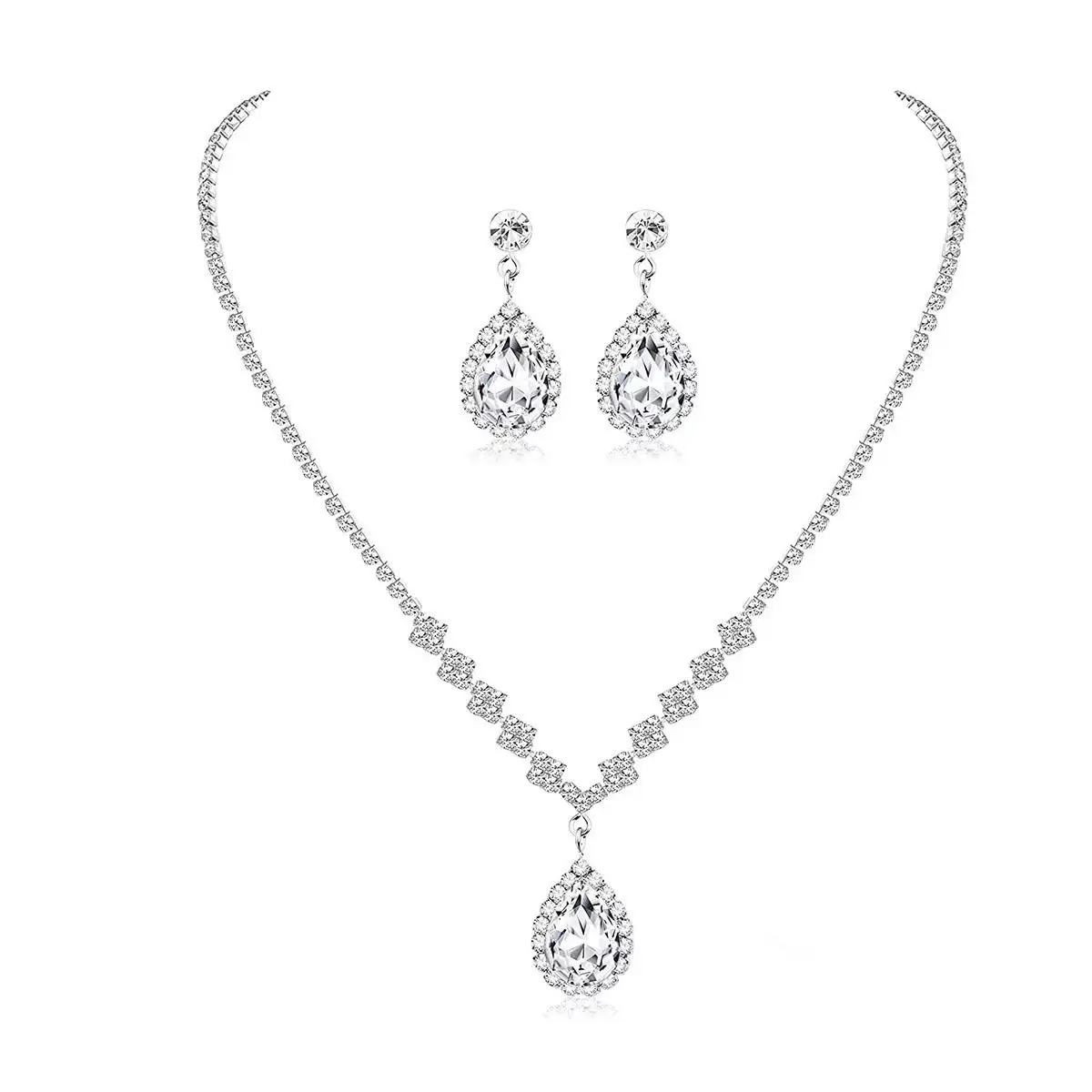 Full Diamond Earrings Necklace Set for Women - Image 10