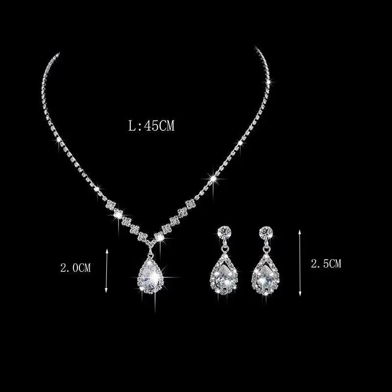 Full Diamond Earrings Necklace Set for Women — feature 3
