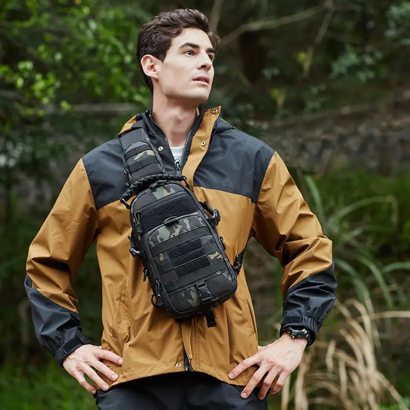 Men's Tactical Crossbody Bag Tan Multi-Purpose Backpack - Image 9