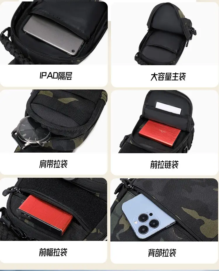 Men's Tactical Crossbody Bag Tan Multi-Purpose Backpack — feature 7
