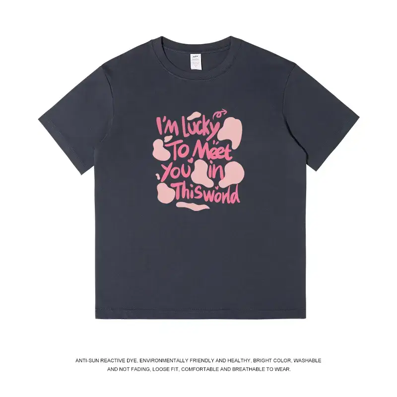 Men Cotton Letter Printed T-Shirt Black Summer - Image 6