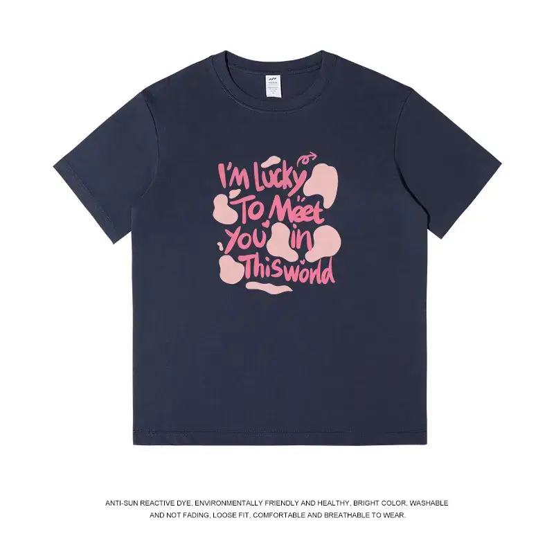 Men Cotton Letter Printed T-Shirt Black Summer - Image 7