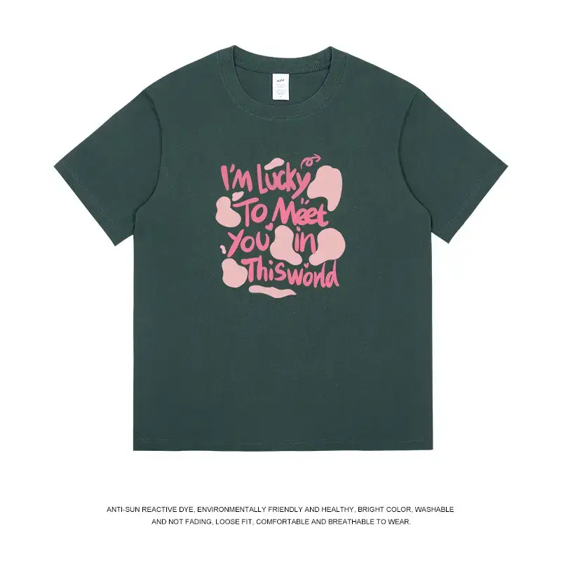Men Cotton Letter Printed T-Shirt Black Summer - Image 9