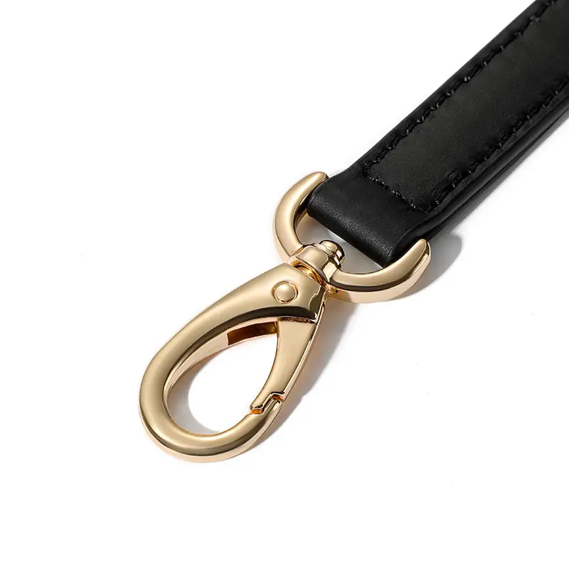 Black Sheepskin Adjustable Shoulder Crossbody Strap with Gold Clasp - Image 12