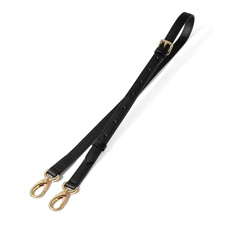 Black Sheepskin Adjustable Shoulder Crossbody Strap with Gold Clasp - Image 14