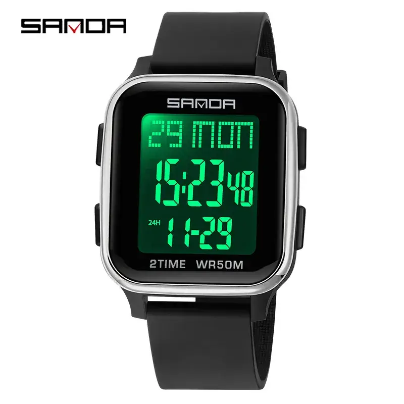Sanda Square Digital Watch for Men Women Waterproof Multi-Functional - Image 4