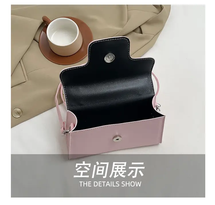 Women's Black Square Shoulder Crossbody Bag with Crystal Flower Decor — feature 11
