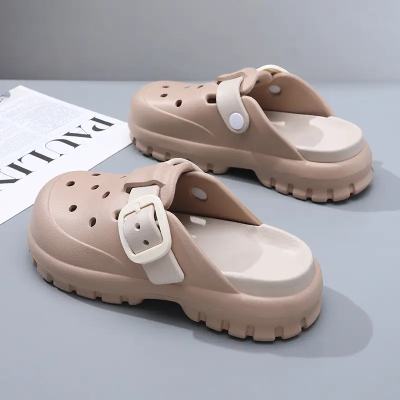 Summer New Women's Solid Color Hole Shoes Odor-proof Non-slip Wear-resistant Simple Indoor Beach Sandals - Image 7