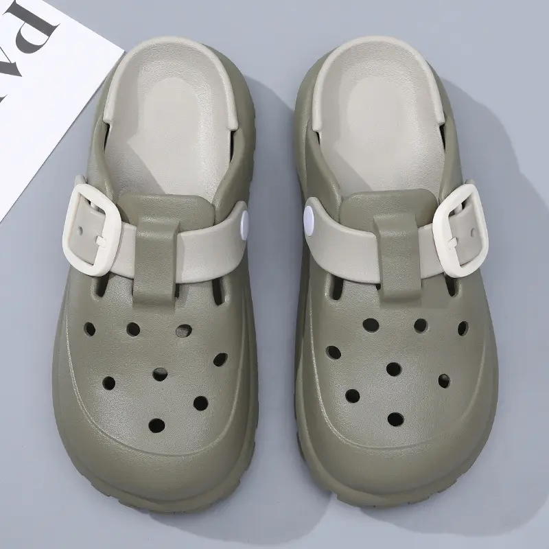 Summer New Women's Solid Color Hole Shoes Odor-proof Non-slip Wear-resistant Simple Indoor Beach Sandals - Image 9