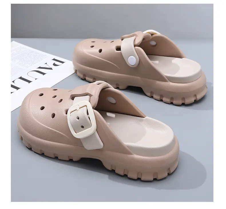 Summer New Women's Solid Color Hole Shoes Odor-proof Non-slip Wear-resistant Simple Indoor Beach Sandals — feature 10