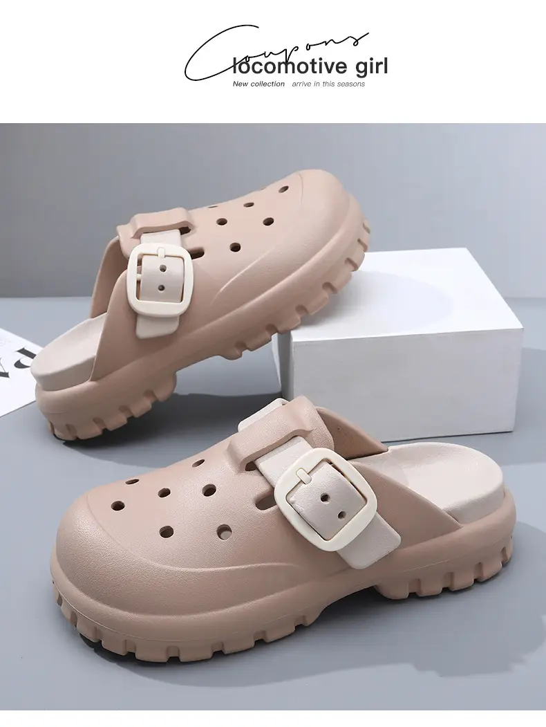 Summer New Women's Solid Color Hole Shoes Odor-proof Non-slip Wear-resistant Simple Indoor Beach Sandals — feature 12