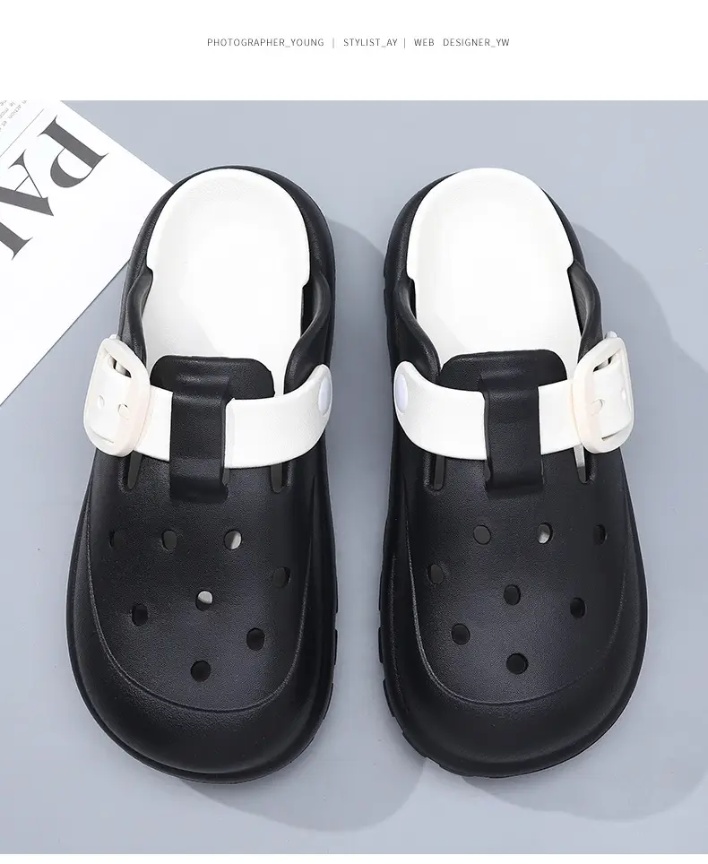 Summer New Women's Solid Color Hole Shoes Odor-proof Non-slip Wear-resistant Simple Indoor Beach Sandals — feature 17