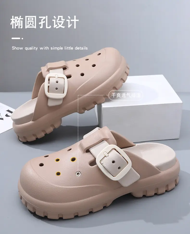 Summer New Women's Solid Color Hole Shoes Odor-proof Non-slip Wear-resistant Simple Indoor Beach Sandals — feature 3