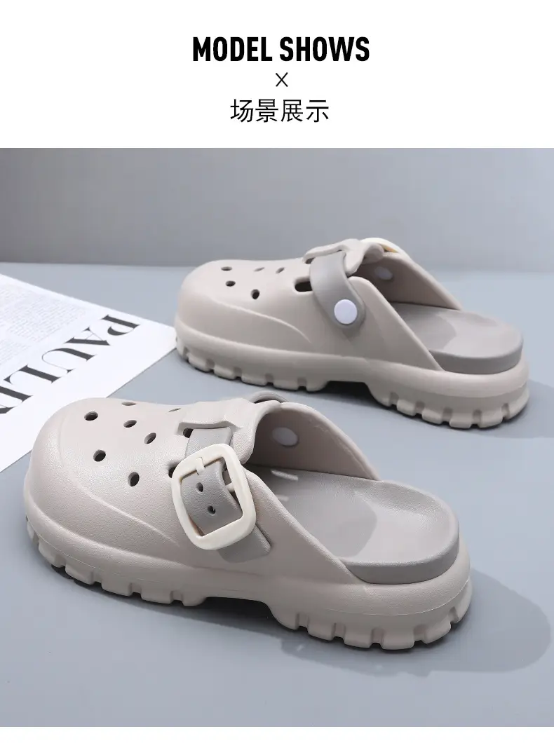 Summer New Women's Solid Color Hole Shoes Odor-proof Non-slip Wear-resistant Simple Indoor Beach Sandals — feature 7