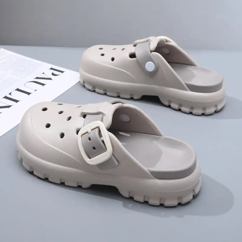 Summer New Women's Solid Color Hole Shoes Odor-proof Non-slip Wear-resistant Simple Indoor Beach Sandals - Image 3