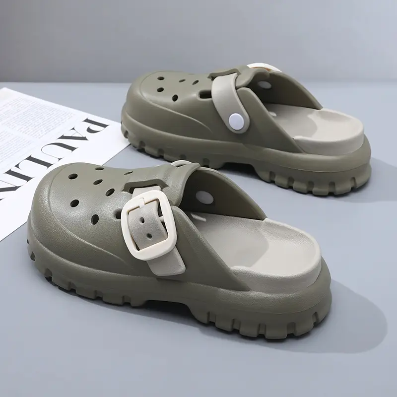 Summer New Women's Solid Color Hole Shoes Odor-proof Non-slip Wear-resistant Simple Indoor Beach Sandals - Image 4