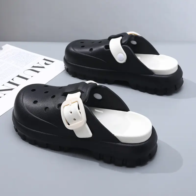 Summer New Women's Solid Color Hole Shoes Odor-proof Non-slip Wear-resistant Simple Indoor Beach Sandals - Image 5
