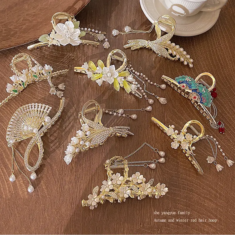 Antique Pearl Hair Clip for Women's Back of Head