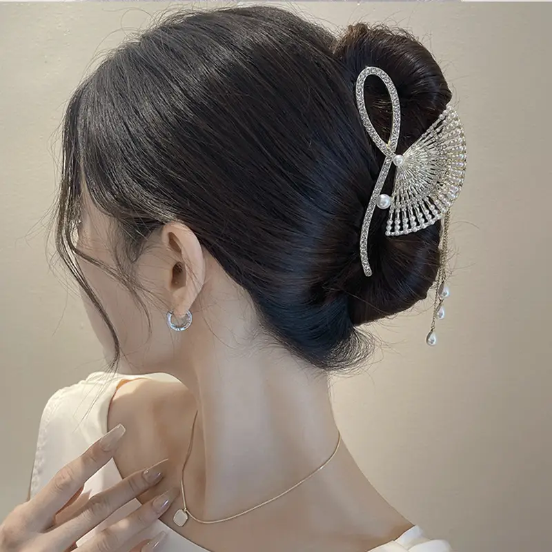 Antique Pearl Hair Clip for Women's Back of Head
