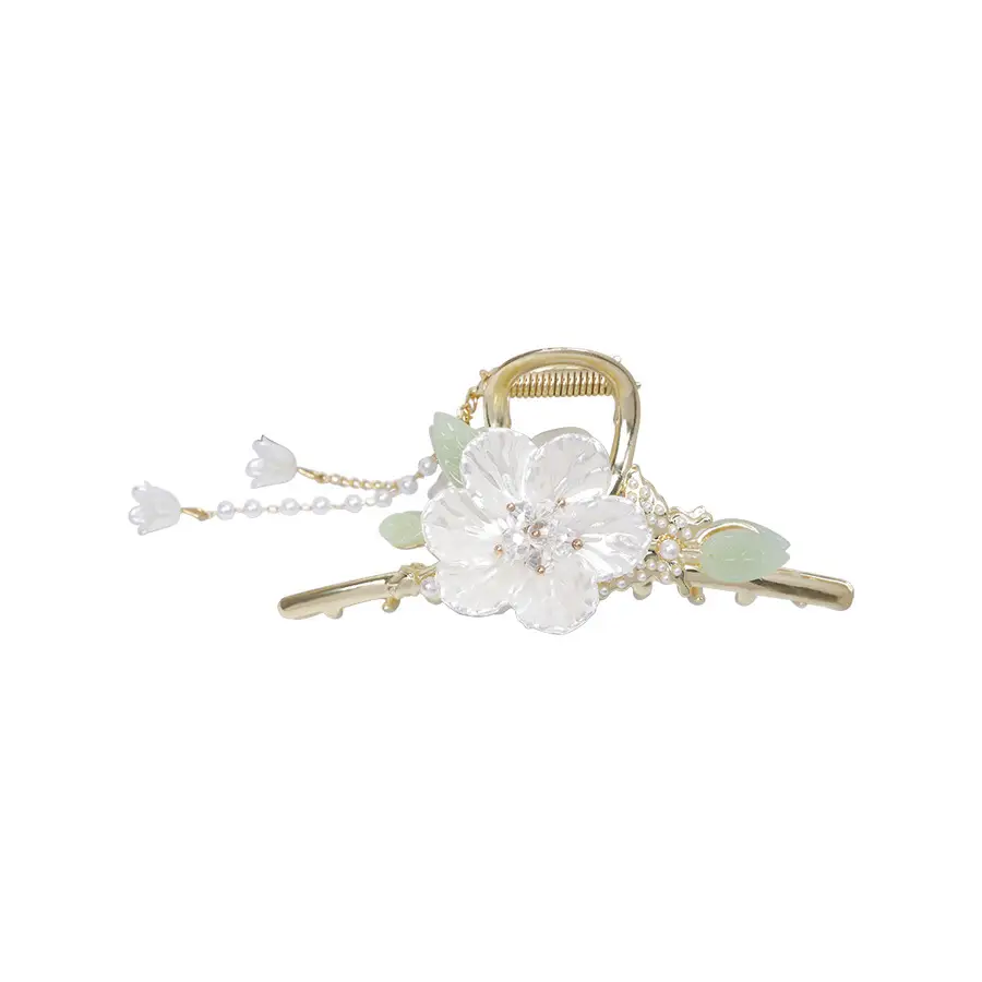 Antique Pearl Hair Clip for Women's Back of Head