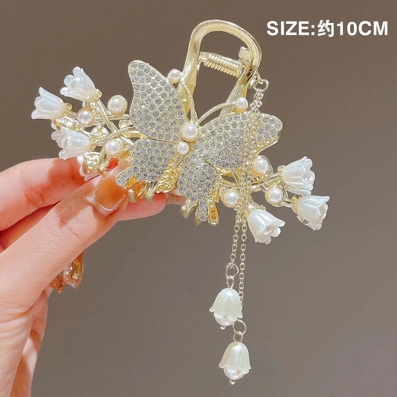 Antique Pearl Hair Clip for Women's Back of Head