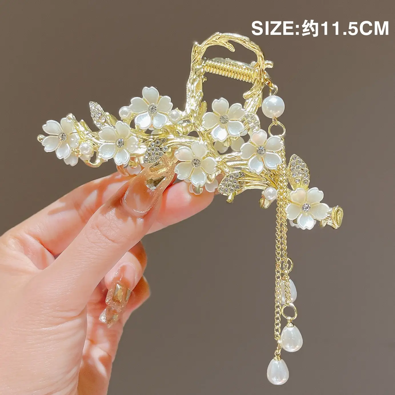 Antique Pearl Hair Clip for Women's Back of Head