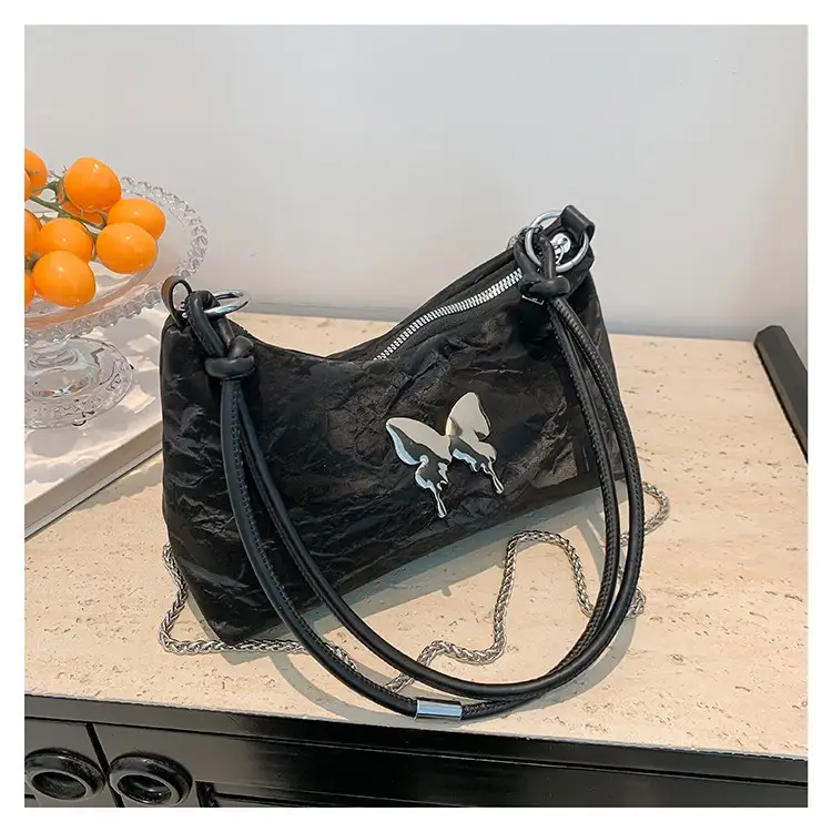Black Butterfly PU Shoulder Bag for Women - Image 5