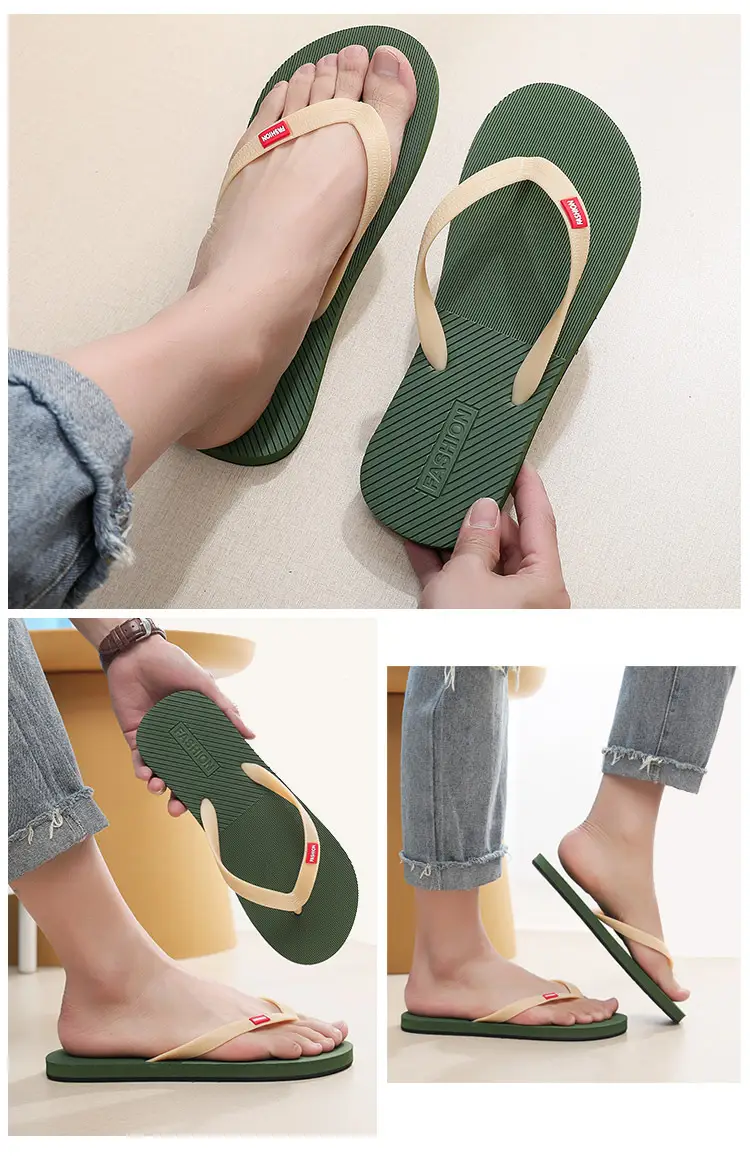 Flip-flops men's summer non-slip durable wear-resistant outer wear high-end beach shoes slippers new flip-flops — feature 11
