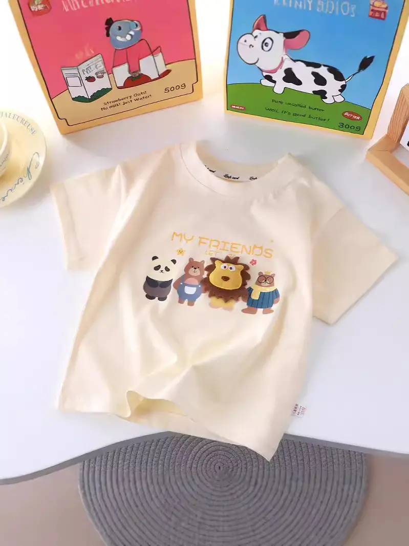 Pink Cartoon Friends T-Shirt for Kids Boys Girls Summer - Image 20