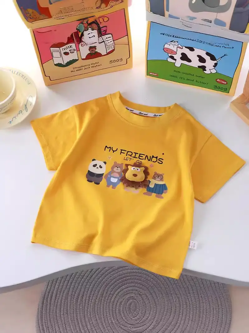 Pink Cartoon Friends T-Shirt for Kids Boys Girls Summer - Image 21