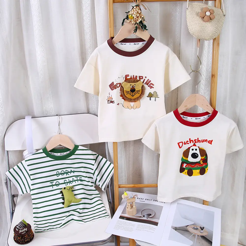 Pink Cartoon Friends T-Shirt for Kids Boys Girls Summer — feature 3