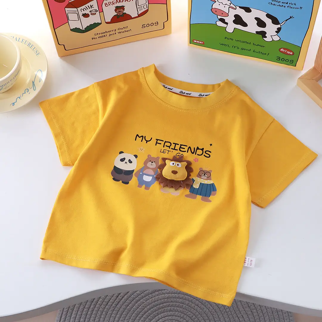Pink Cartoon Friends T-Shirt for Kids Boys Girls Summer — feature 8
