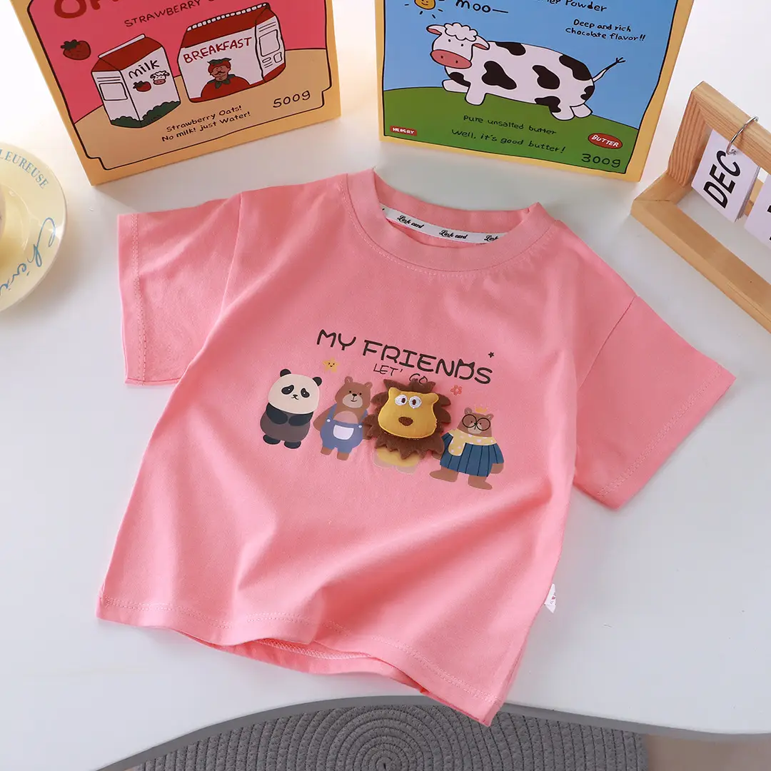 Pink Cartoon Friends T-Shirt for Kids Boys Girls Summer — feature 10