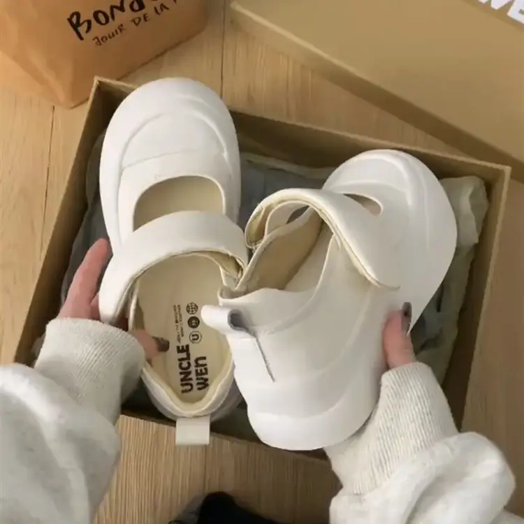 White Thick-Soled Mary Jane Shoes for Women 2024