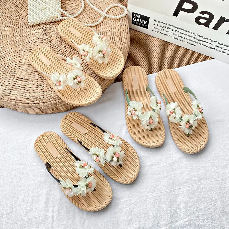 Flower Flip-flops Women's Summer Outer Wear 2024 New Seaside Beach Holiday Fairy-style Slippers Non-slip Wet Water - Image 6