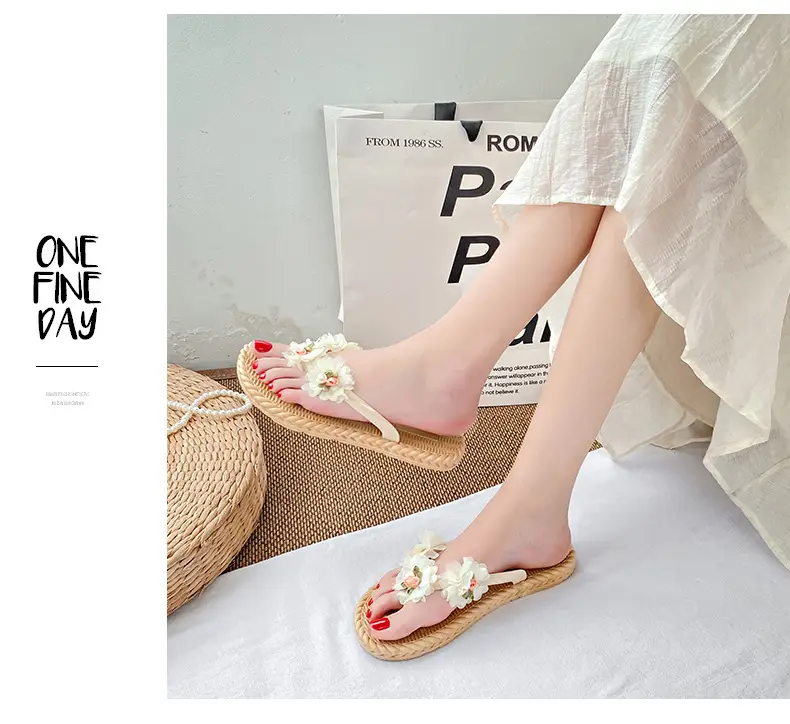 Flower Flip-flops Women's Summer Outer Wear 2024 New Seaside Beach Holiday Fairy-style Slippers Non-slip Wet Water — feature 13