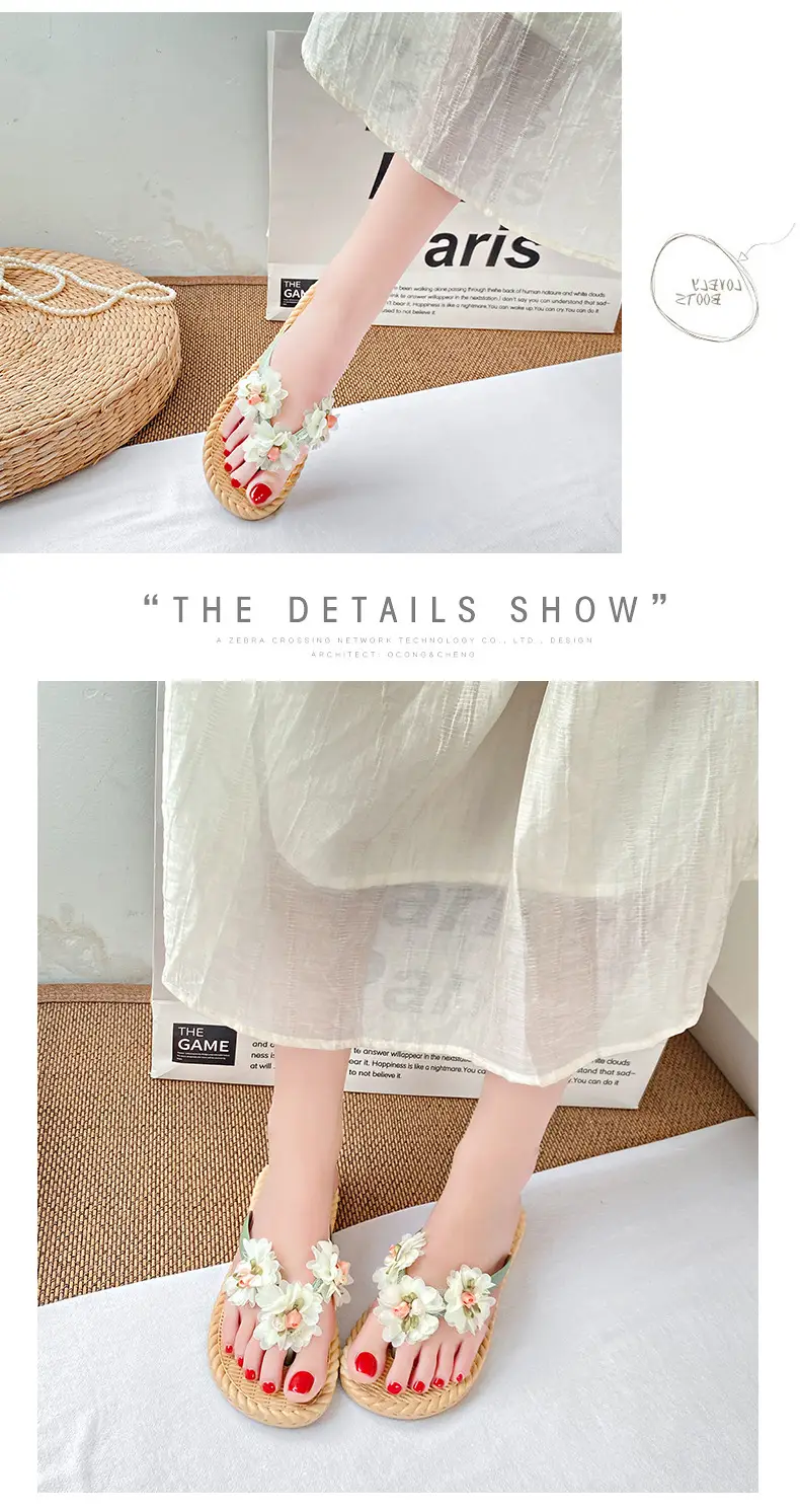 Flower Flip-flops Women's Summer Outer Wear 2024 New Seaside Beach Holiday Fairy-style Slippers Non-slip Wet Water — feature 19