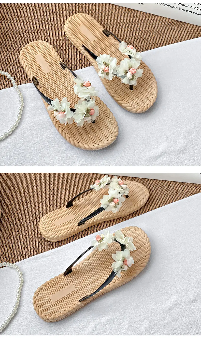Flower Flip-flops Women's Summer Outer Wear 2024 New Seaside Beach Holiday Fairy-style Slippers Non-slip Wet Water — feature 22