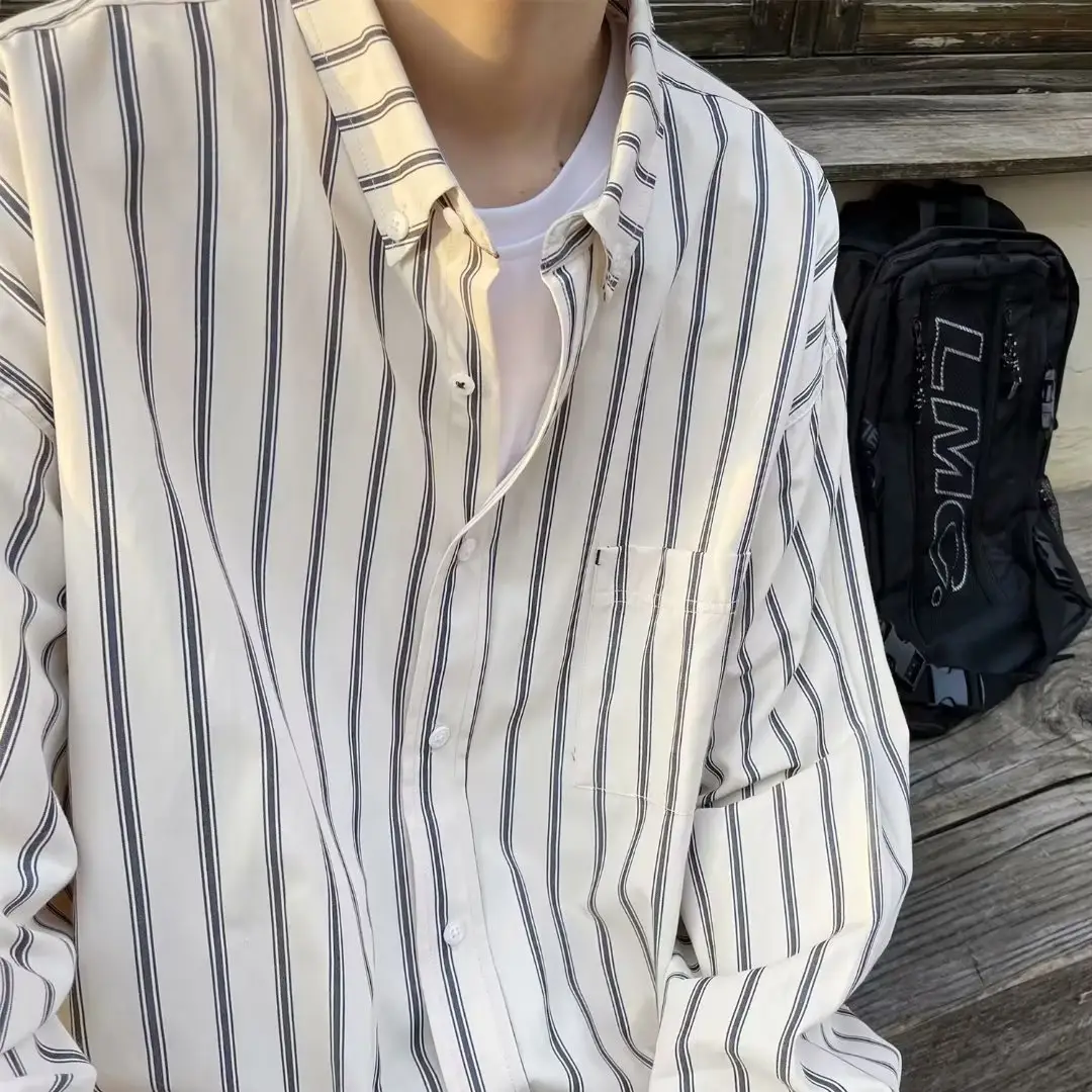 Men Striped Long Sleeve Summer Shirt 2023 - Image 3