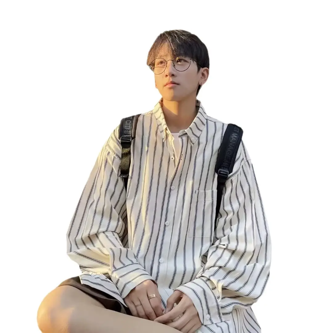 Men Striped Long Sleeve Summer Shirt 2023 - Image 6