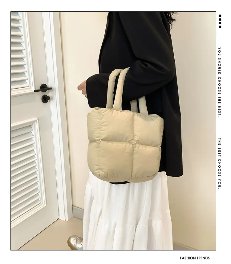 Women's White Down Cotton Shoulder Bag 2026 — feature 10