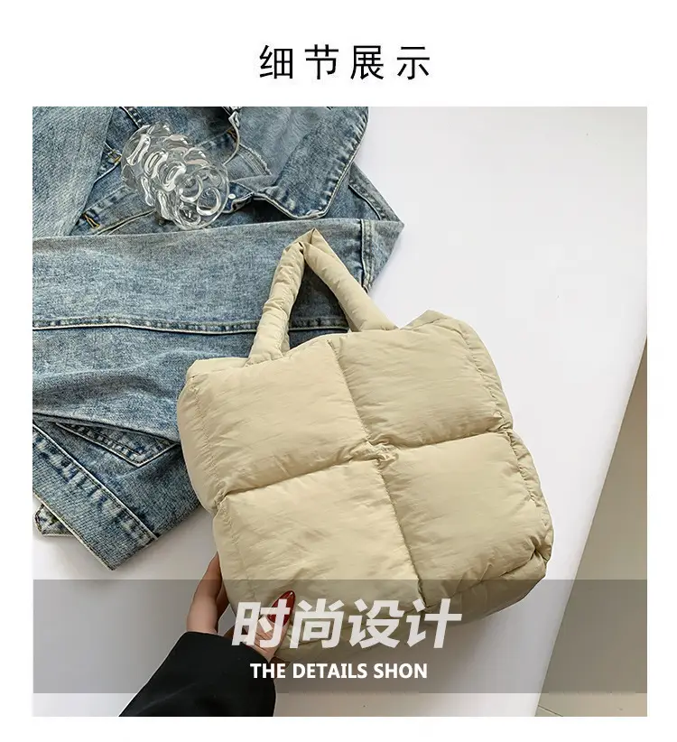 Women's White Down Cotton Shoulder Bag 2026 — feature 12