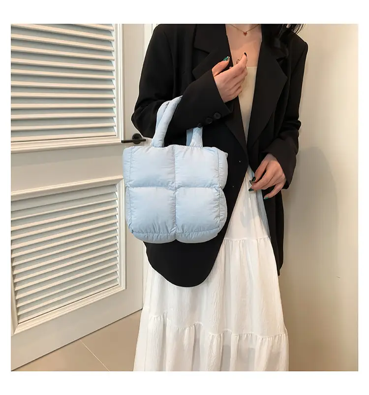 Women's White Down Cotton Shoulder Bag 2026 — feature 18