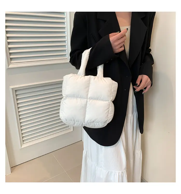 Women's White Down Cotton Shoulder Bag 2026 — feature 20