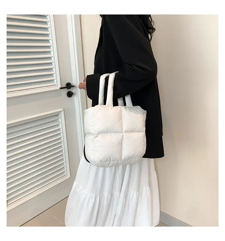 Women's White Down Cotton Shoulder Bag 2026 — feature 21