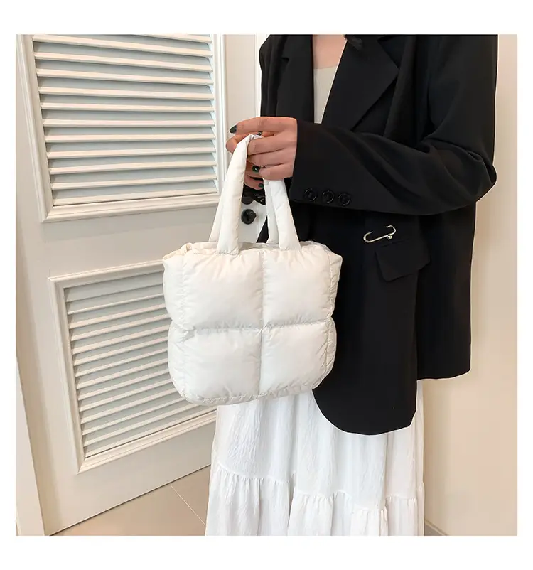 Women's White Down Cotton Shoulder Bag 2026 — feature 22