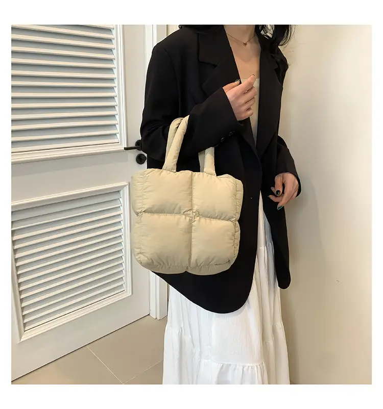 Women's White Down Cotton Shoulder Bag 2026 — feature 23